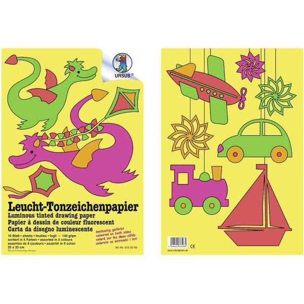 Leucht-Tonpapier 140g/qm 23x33cm VE=10 Blatt 5 Farben sortiert
