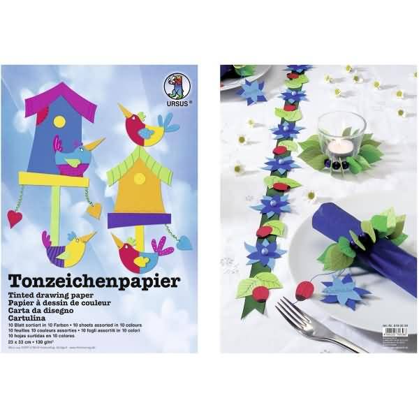Tonpapier 130g/qm 23x33cm VE=10 Blatt 10 Farben sortiert