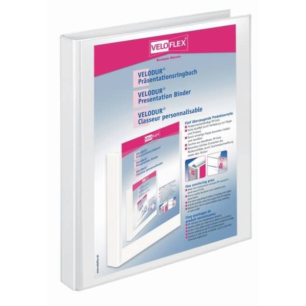 Präsentationsringordner Velodur A4 PP kaschiert 2-Ring-Rund-Mechanik 16mm weiß