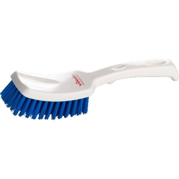Stielbürste Kunststoffv mit kurzem Griff weiß/blau 28cm