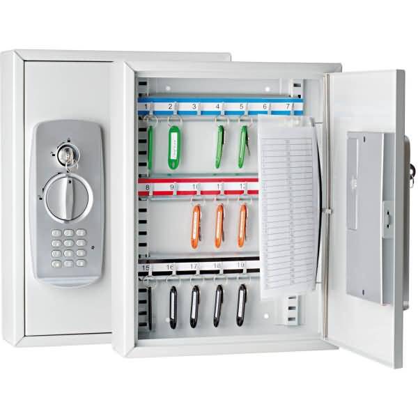 Schlüsselschrank 21 Schlüssel mit Zahlencode + 2 Schlüssel lichtgrau