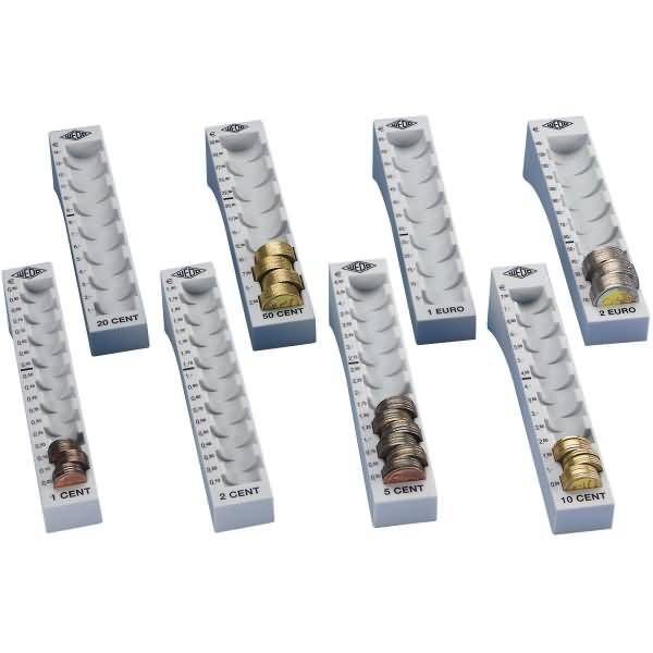 Geldzählrillen Set mit 8 Münzrillen lichtgrau