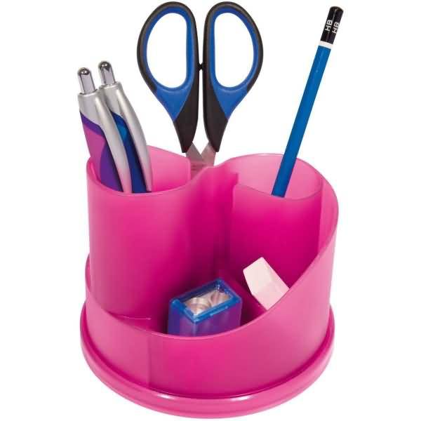 Schreibtischbutler rund 6 Fächer Frosty pink