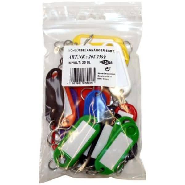 Schlüsselanhänger mit S-Haken VE=25 Stück farbig sortiert