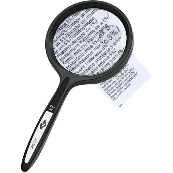Lupe rund 48,5mm Kunststoff Vergrößerung 2.5+5-fach schwarz