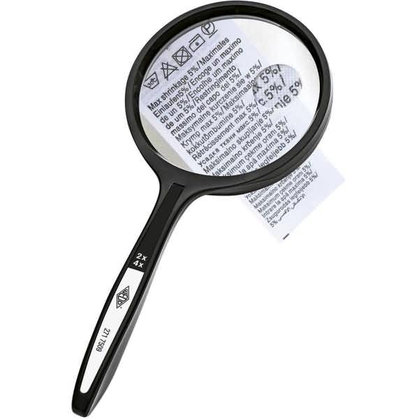 Lupe rund 74,5mm Kunststoff Vergrößerung 2+4-fach schwarz