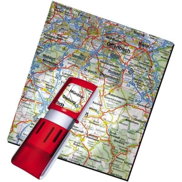 Lupe eckig beleuchtet incl. Batterien farbig sortiert