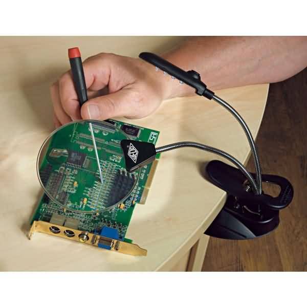 Lupenlampe mit LED Vergrößerung 2+4fach schwarz