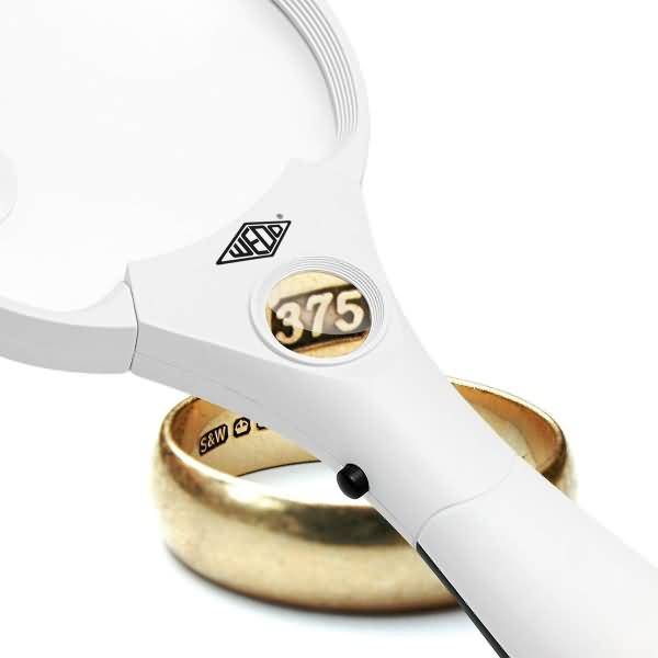 Lupe rund beleuchtet LED 90mm incl. Batt. 3-fach weiß/schwarz