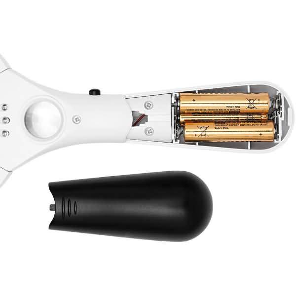 Lupe rund beleuchtet LED 90mm incl. Batt. 3-fach weiß/schwarz