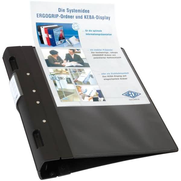 Präsentationsordner Ergogrip A4 30mm 4 Ringe schwarz