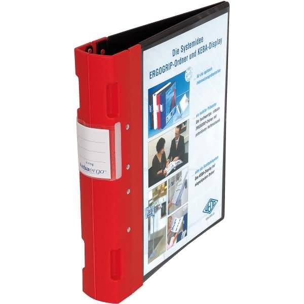 Präsentationsordner Ergogrip A4 50mm 4 Ringe schwarz/rot