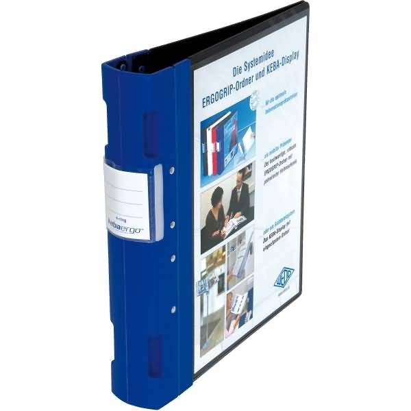 Präsentationsordner Ergogrip A4 50mm 4 Ringe schwarz/blau