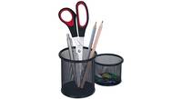Mesh-Schreibtischorganizer zum Halten von Scheren, Stiften und Bleistiften mit einem kleinen Seitenbecher für Büroklammern oder andere Materialien.