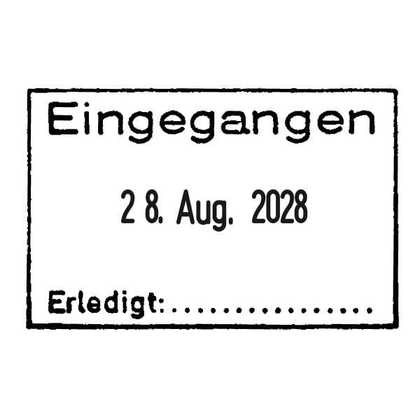 Datumstempel mit Textplatte eingegangen/erledigt