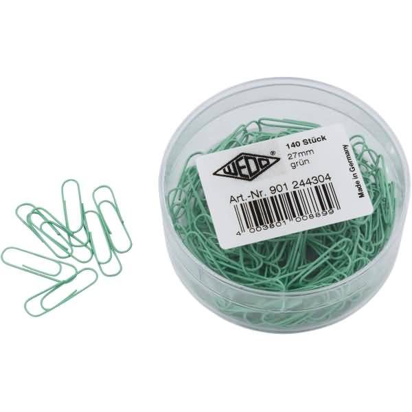 Büroklammern 27mm kunststoffummantelt VE=140 Stück grün