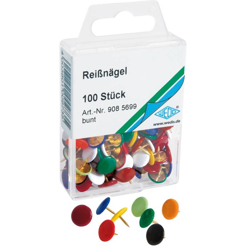WEDO Reißnagel, kunststoffüberzogen, bunt, Kleinpackung