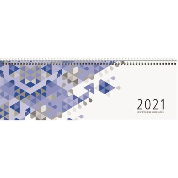 Schreibtischquerkalender 30x10cm 1 Woche/einer Seite blau 2021