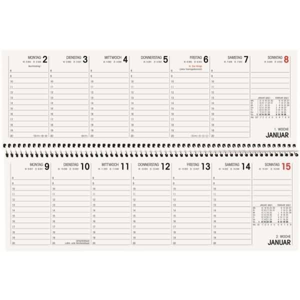 Schreibtischquerkalender 30x10cm 1 Woche/einer Seite blau 2021