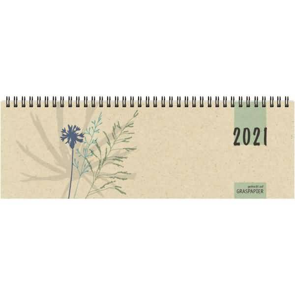Querkalender 1 woche/2 Seiten 32x11cm Graspapier Kalendarium 2021