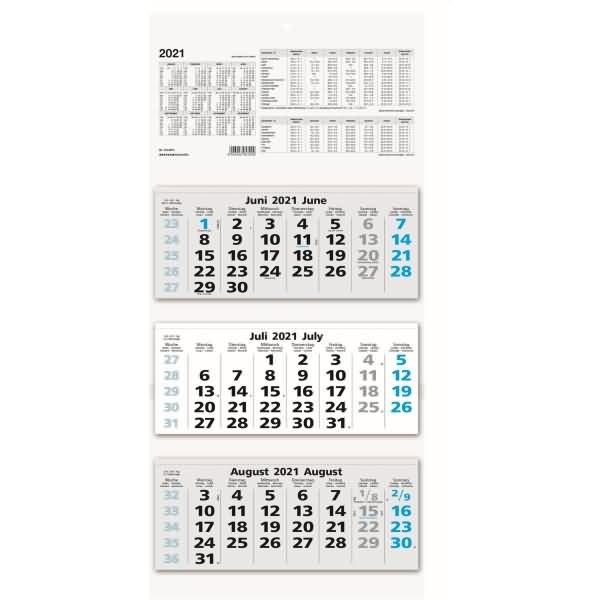 3-Monatskalender 32x70cm Kalendarium 2021
