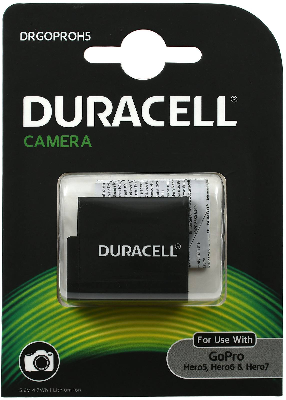 Duracell Akku für Action Cam GoPro Hero 7 / GoPro Hero 7 Black, 3,8V, Li-Ion