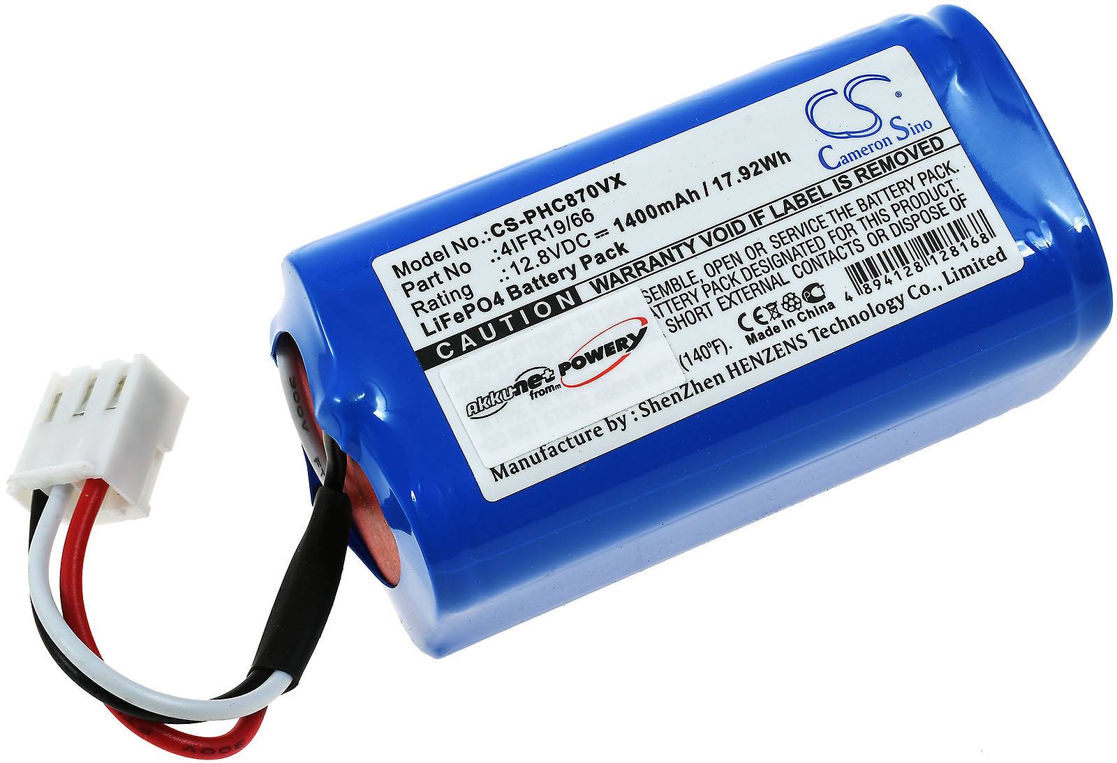 Powery Akku für Saugroboter Philips Typ 4IFR19/66, 12,8V, Li-Fe