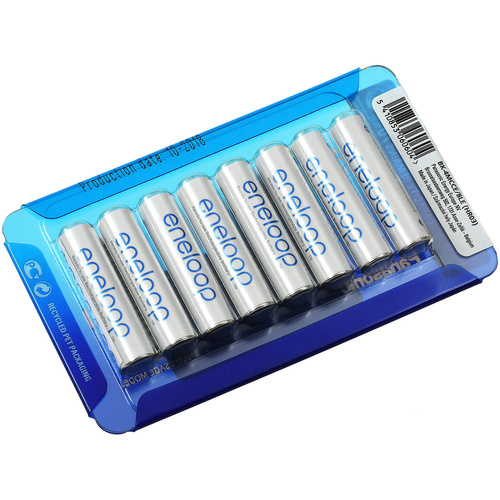 Panasonic eneloop AAA-, Mikro-Akkus, wiederaufladbare Batterie, NiMH inkl. Akkubox - 8er Pack, 8x 1,2V, NiMH