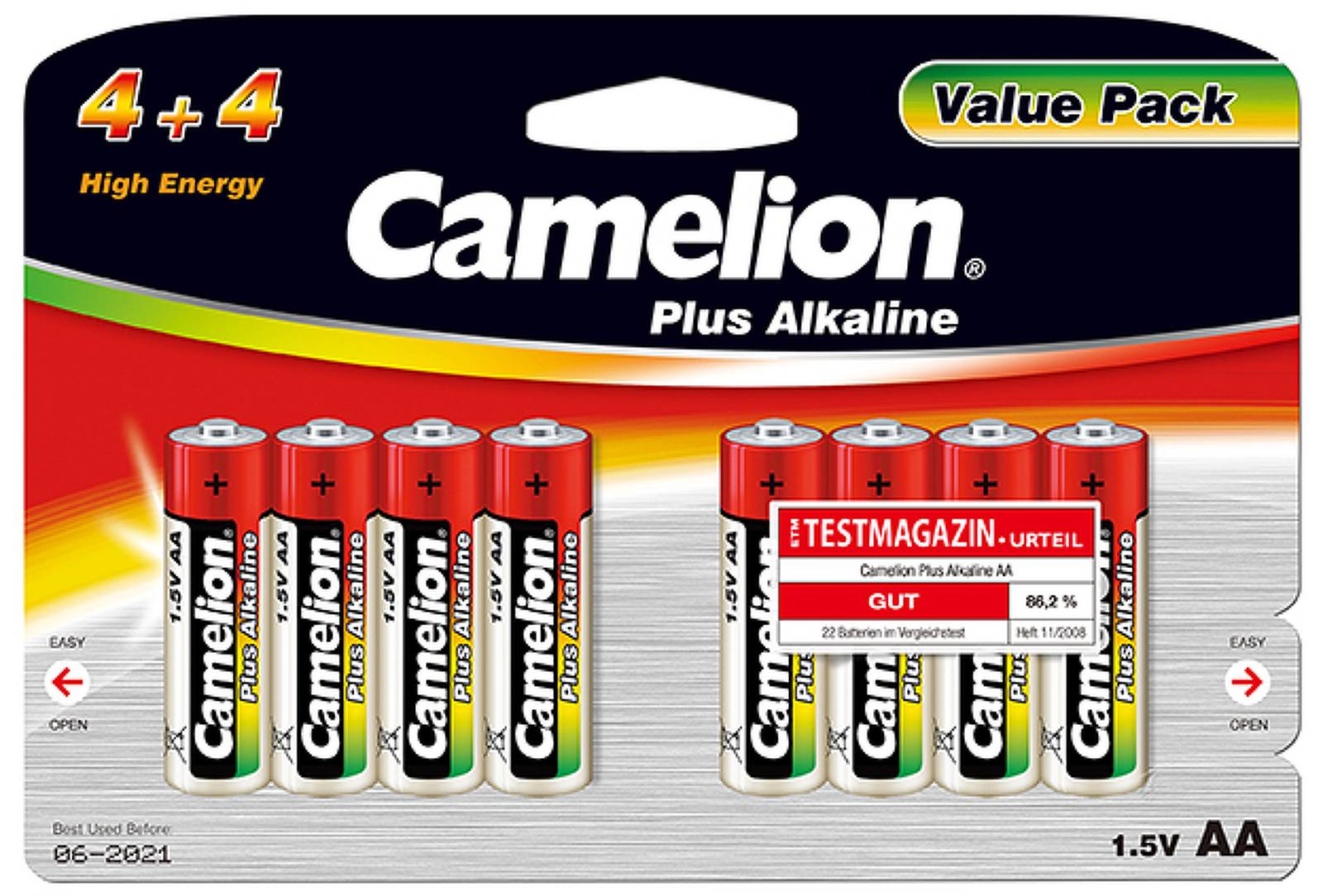 Batterie Camelion Mignon LR6 MN1500 AA AM3 Plus Alkaline (4+4) 8er Blister, 1,5V, Alkaline