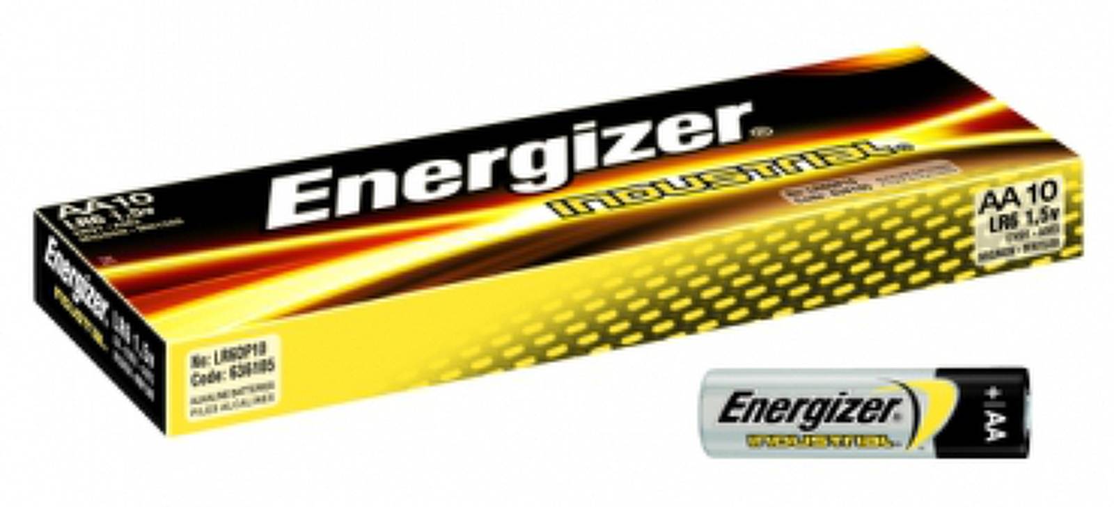 Energizer Industrial Alkaline LR6 / EN91 AA Mignon Batterie 10er Pack, 1,5V, Alkaline