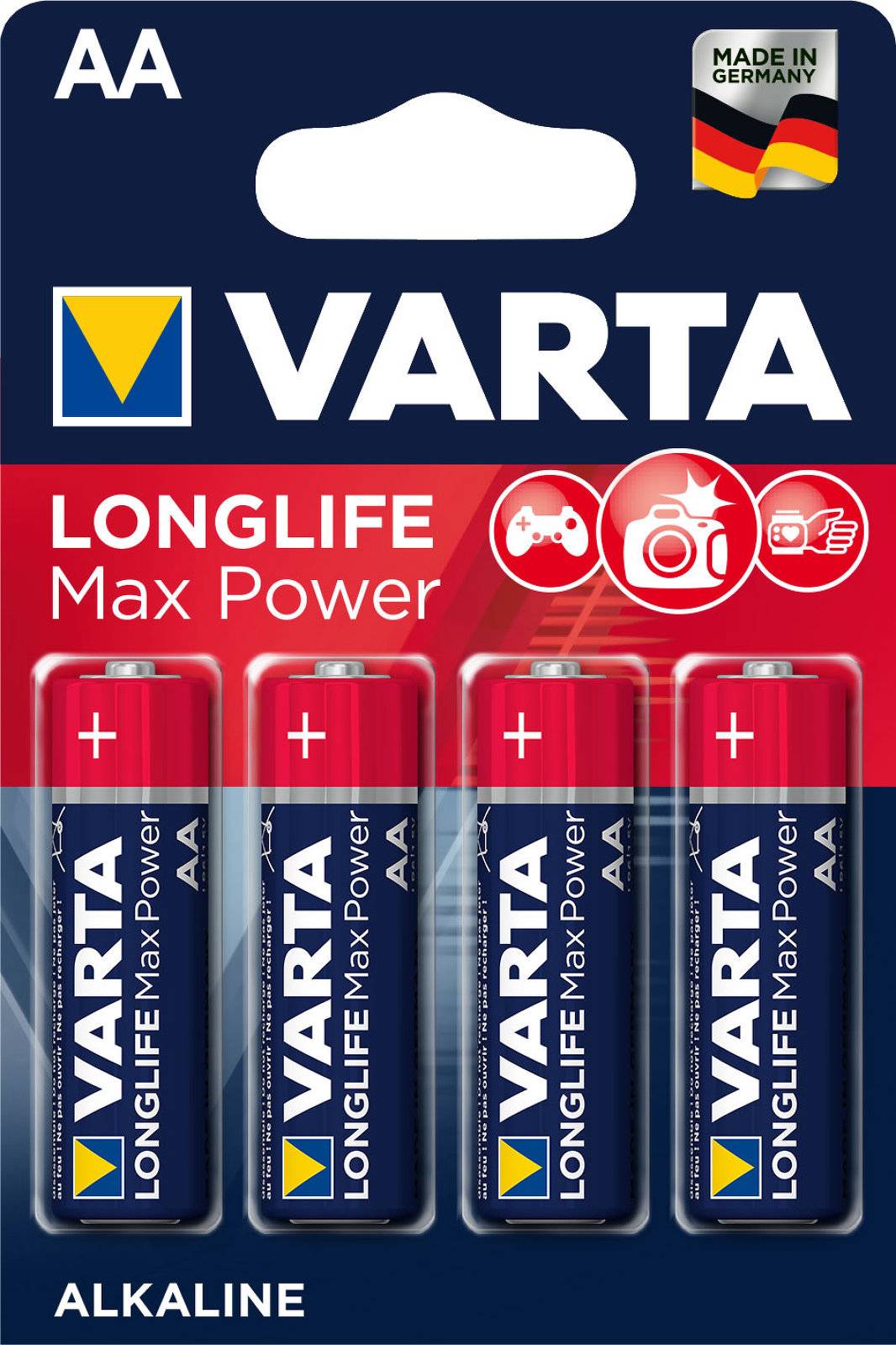 Varta Max Tech Alkaline AA Mignon Batterie 4er Blister, 1,5V, Alkaline