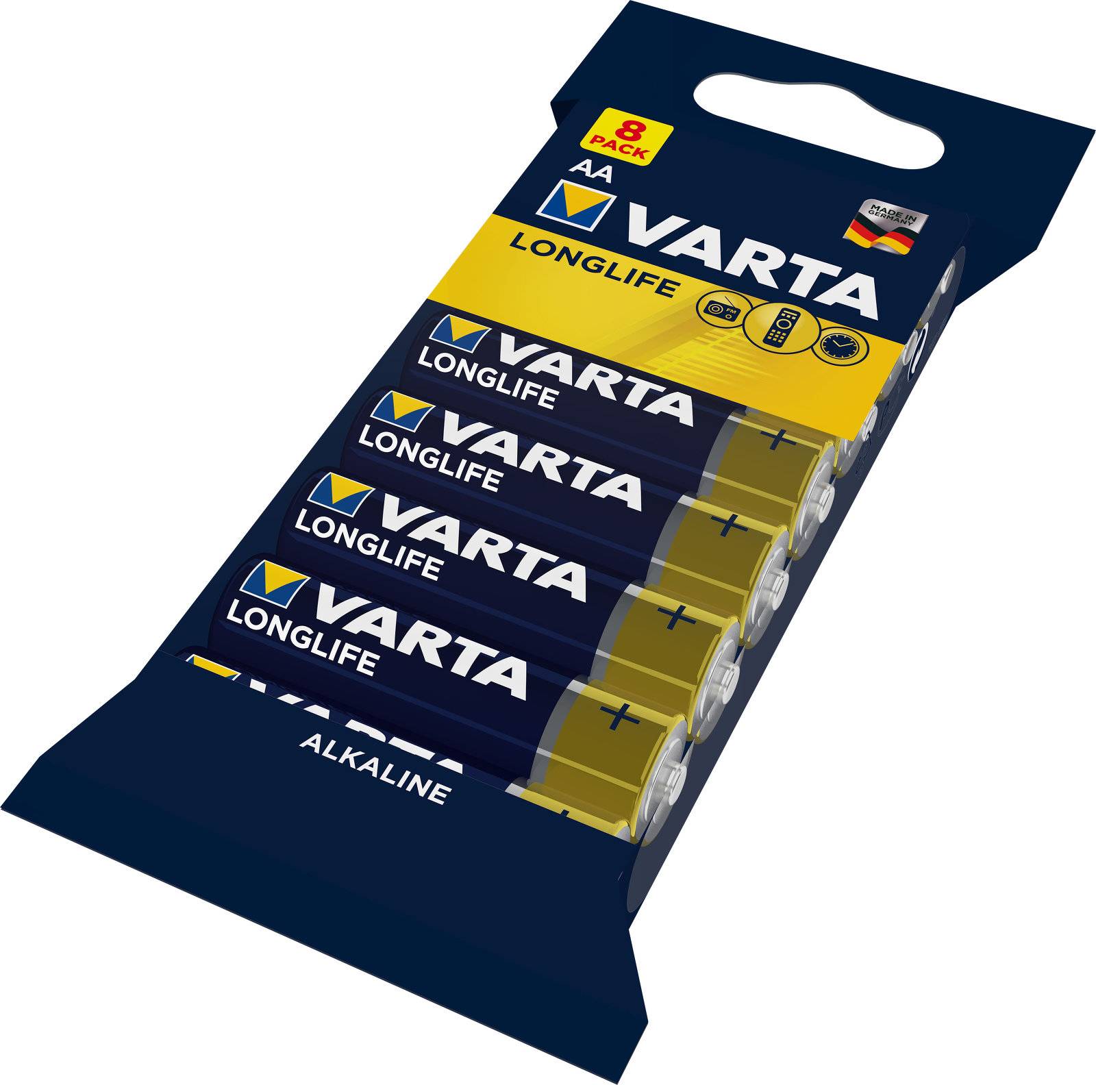 Varta Longlife Extra Alkaline AA-Mignon Batterie 8er Folienpack, 1,5V, Alkaline