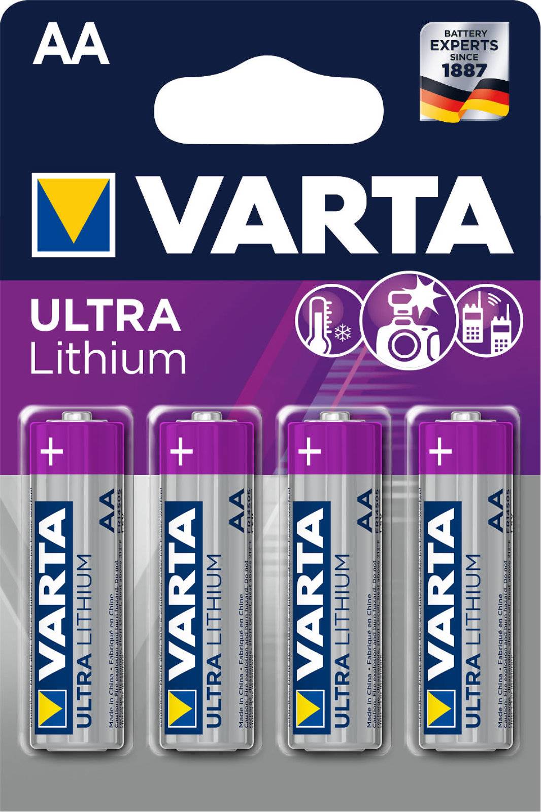 Varta Ultra Lithium AA Mignon / LR6 Batterie 4er Blister, 1,5V, Lithium