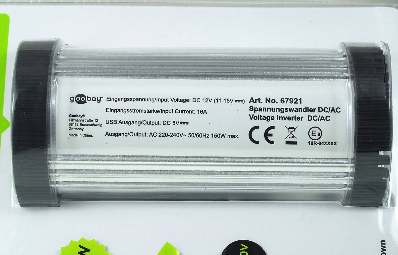 Powery Kfz-Inverter/ Spannungswandler 2in1 12V-DC/ 230V-AC 150W, 12V/230V