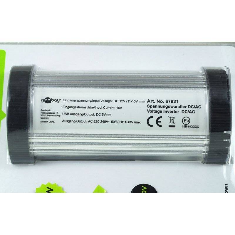 Powery Kfz-Inverter/ Spannungswandler 2in1 12V-DC/ 230V-AC 150W, 12V/230V