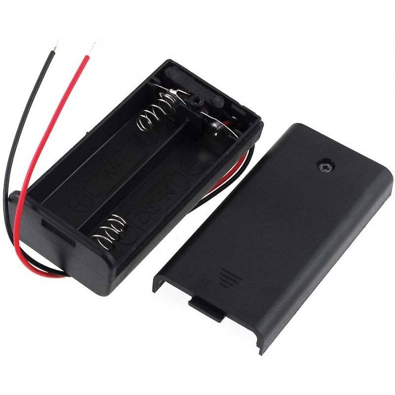 Powery Batteriehalter für 2x Mignon/AA Batterien mit Anschlusskabel