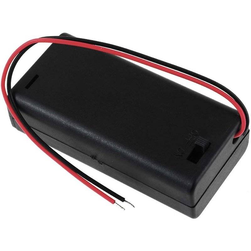 Powery Batteriehalter für 2x Mignon/AA Batterien mit Anschlusskabel