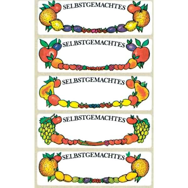 Einmachetikett Papier 15 Etiketten Motiv oval Obst Selbstgemachtes