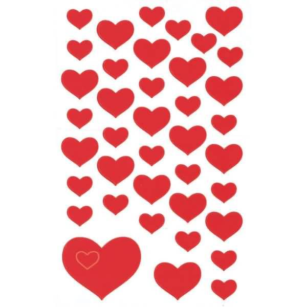 Sticker 76x120mm Papier 3 Bogen Motiv Herzen