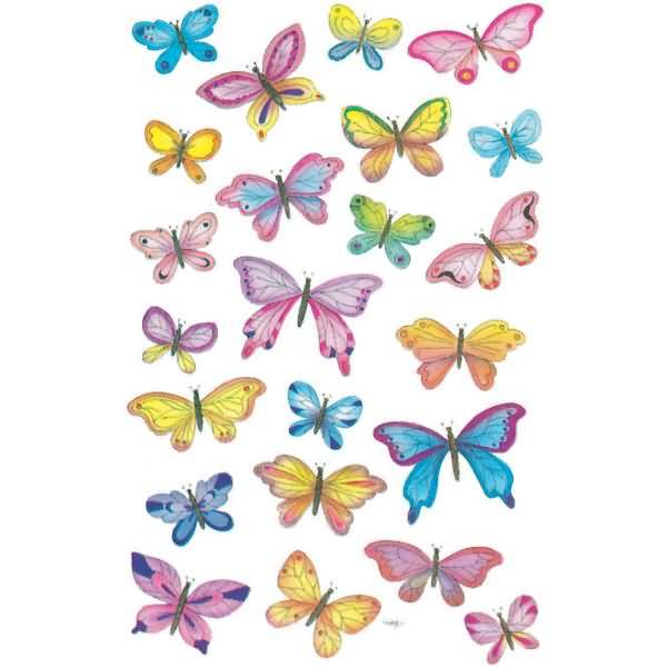 Sticker 76x120mm Papier 3 Bogen Motiv Schmetterlinge