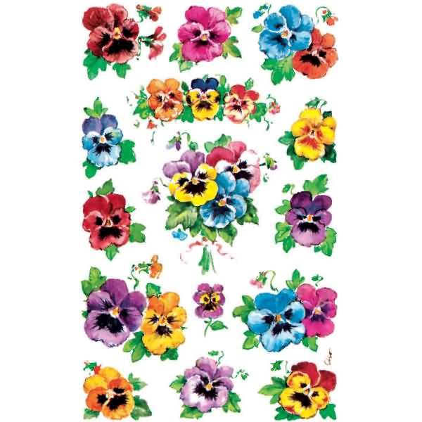 Sticker 76x120mm Papier 3 Bogen Motiv Stiefmütterchen