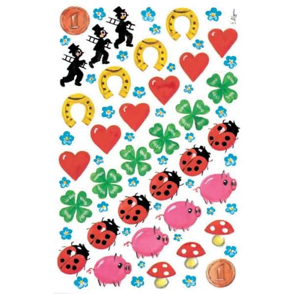 Sticker 76x120mm Papier 3 Bogen Motiv Glücksbringer