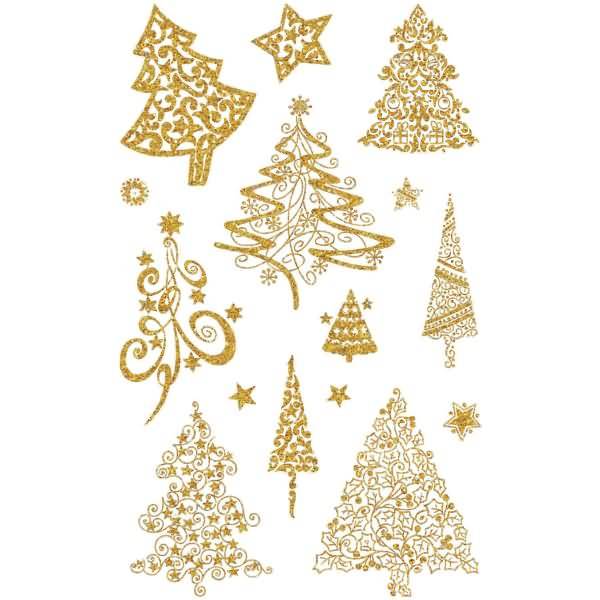 Sticker Weihnacht Papier geprägt 2 Bogen Motiv Bäume