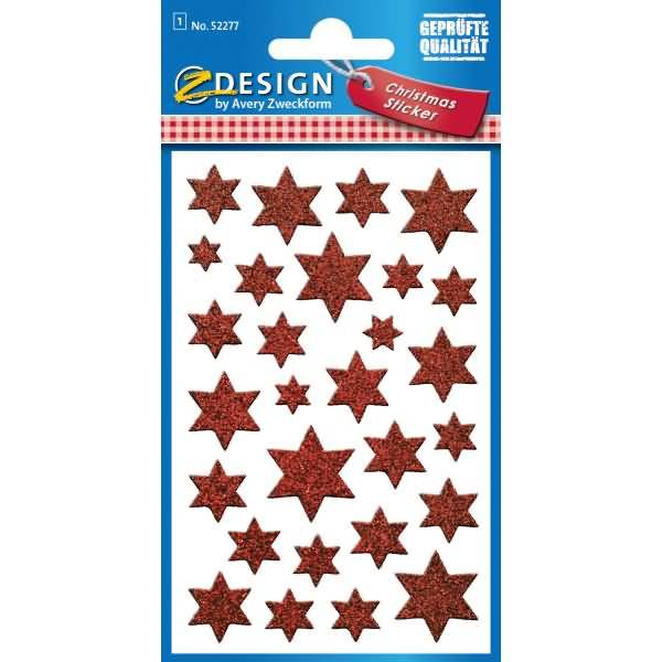 Sticker 76x120mm Glamour 1 Bogen Motiv Sterne rot