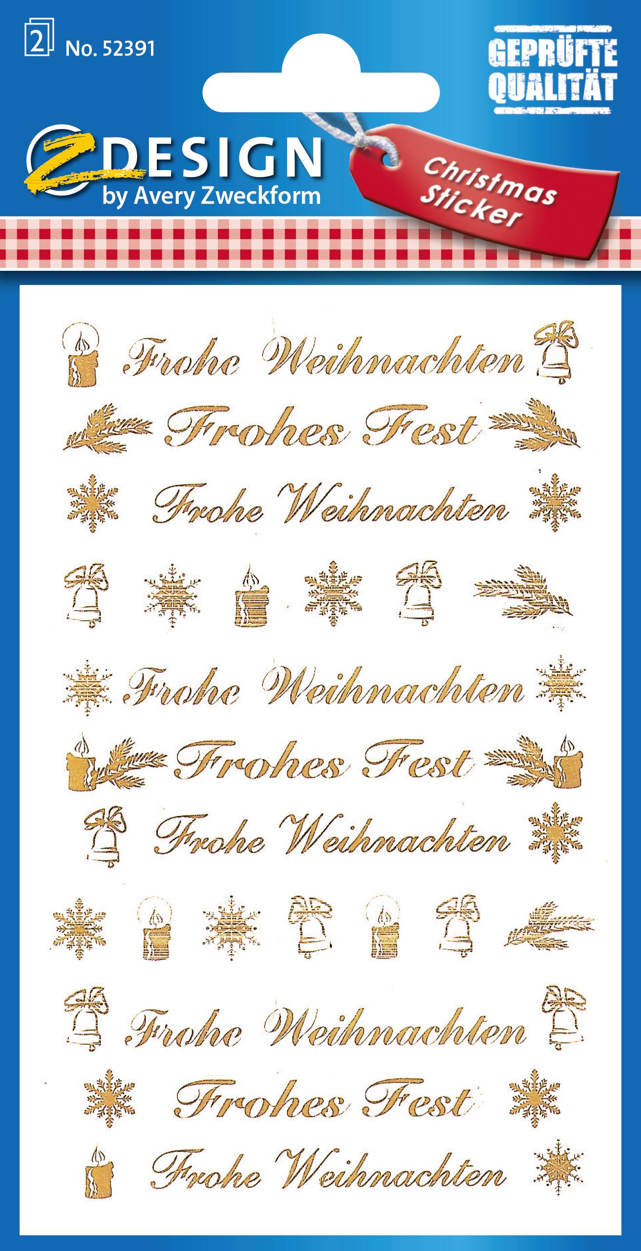 Paket mit goldenen Weihnachtsstickern von Avery Zweckform mit 