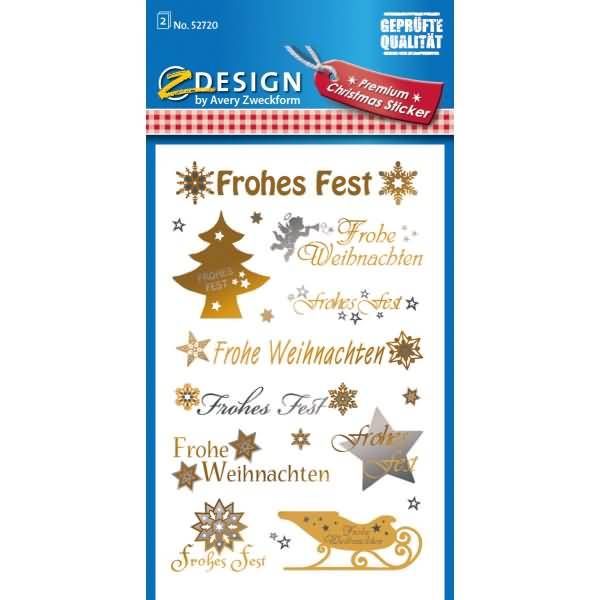 Sticker Weihnacht Folie transparent 2 Bogen Motiv Schrift + Hirsch
