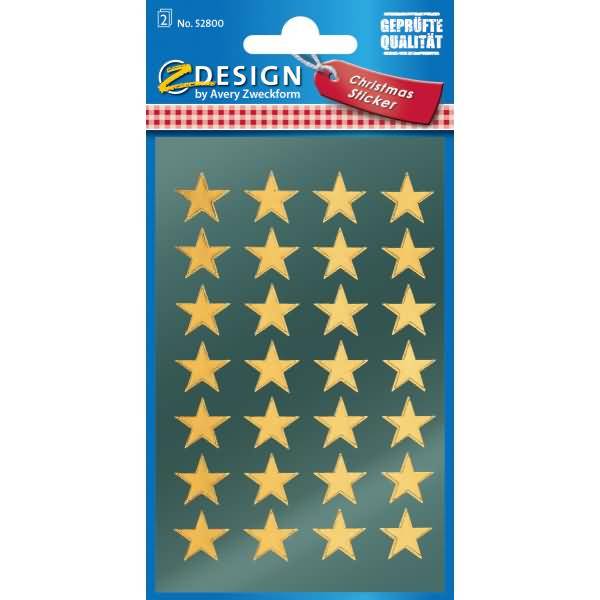 Sticker Weihnacht Glanzfolie 2 Bogen Motiv Sterne gold