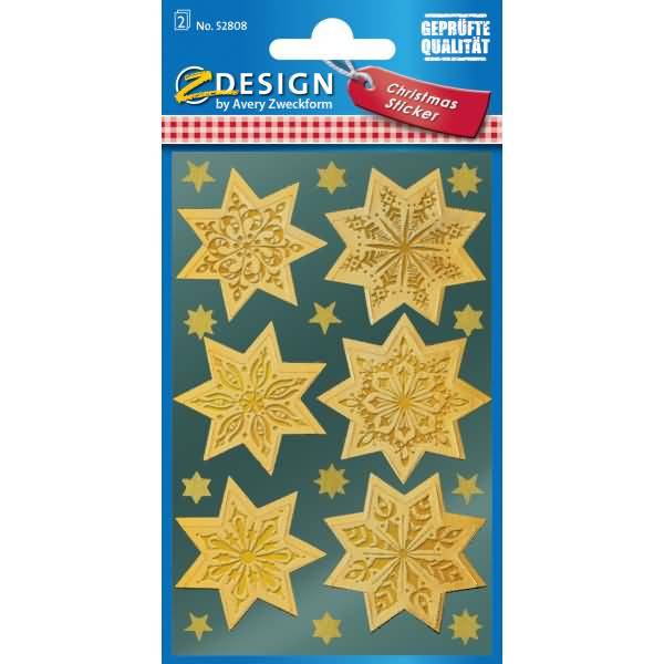 Sticker Weihnacht Glanzfolie 2 Bogen Motiv Sterne gold