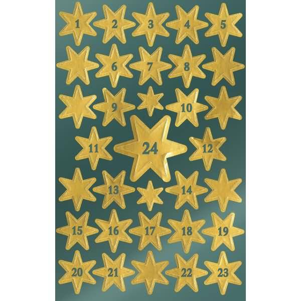 Sticker Weihnacht Glanzfolie 2 Bogen Motiv Sterne gold