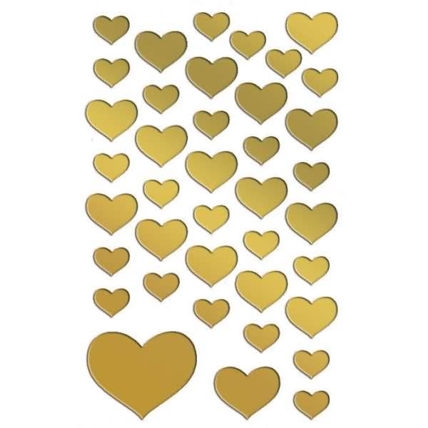 Sticker 76x120mm Glanzfolie 2 Bogen Motiv Herzen gold